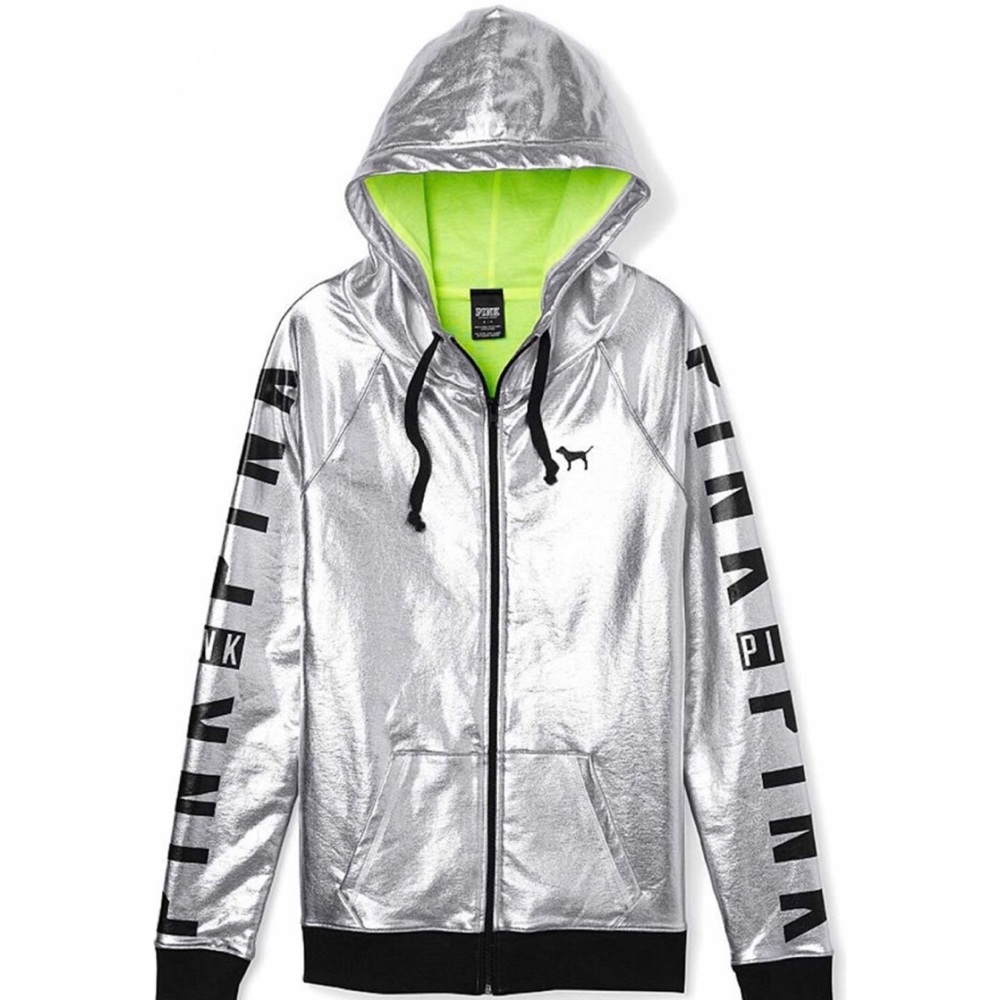 Victoria's Secret PINK Silver Full-Zip Hoodie